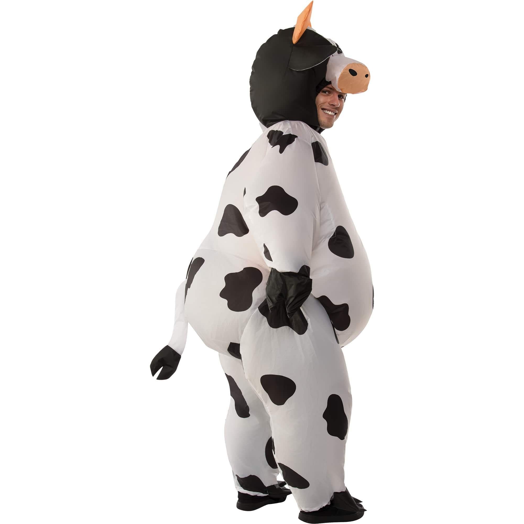 Adult Black and White Inflatable Cow Costume - Image 2