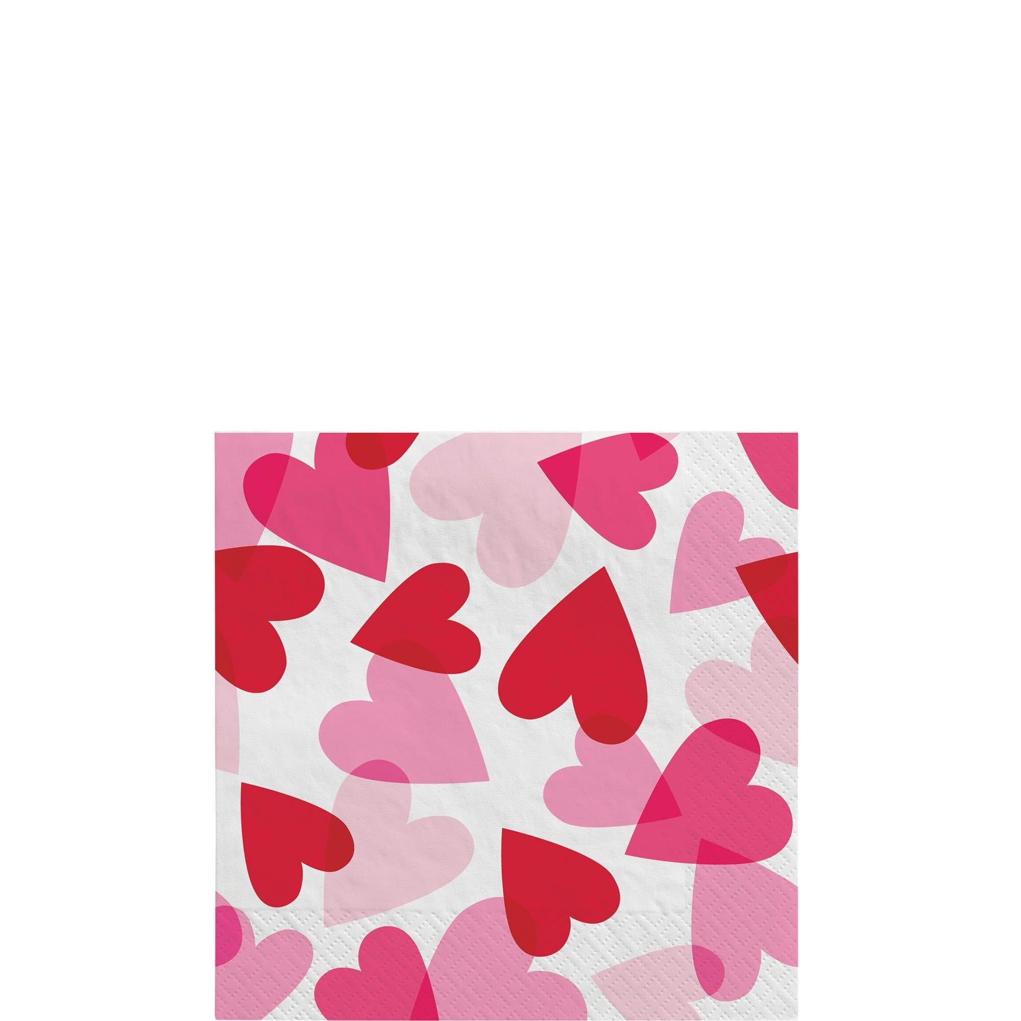 Heart Party Paper Beverage Napkins. 5in. 16ct