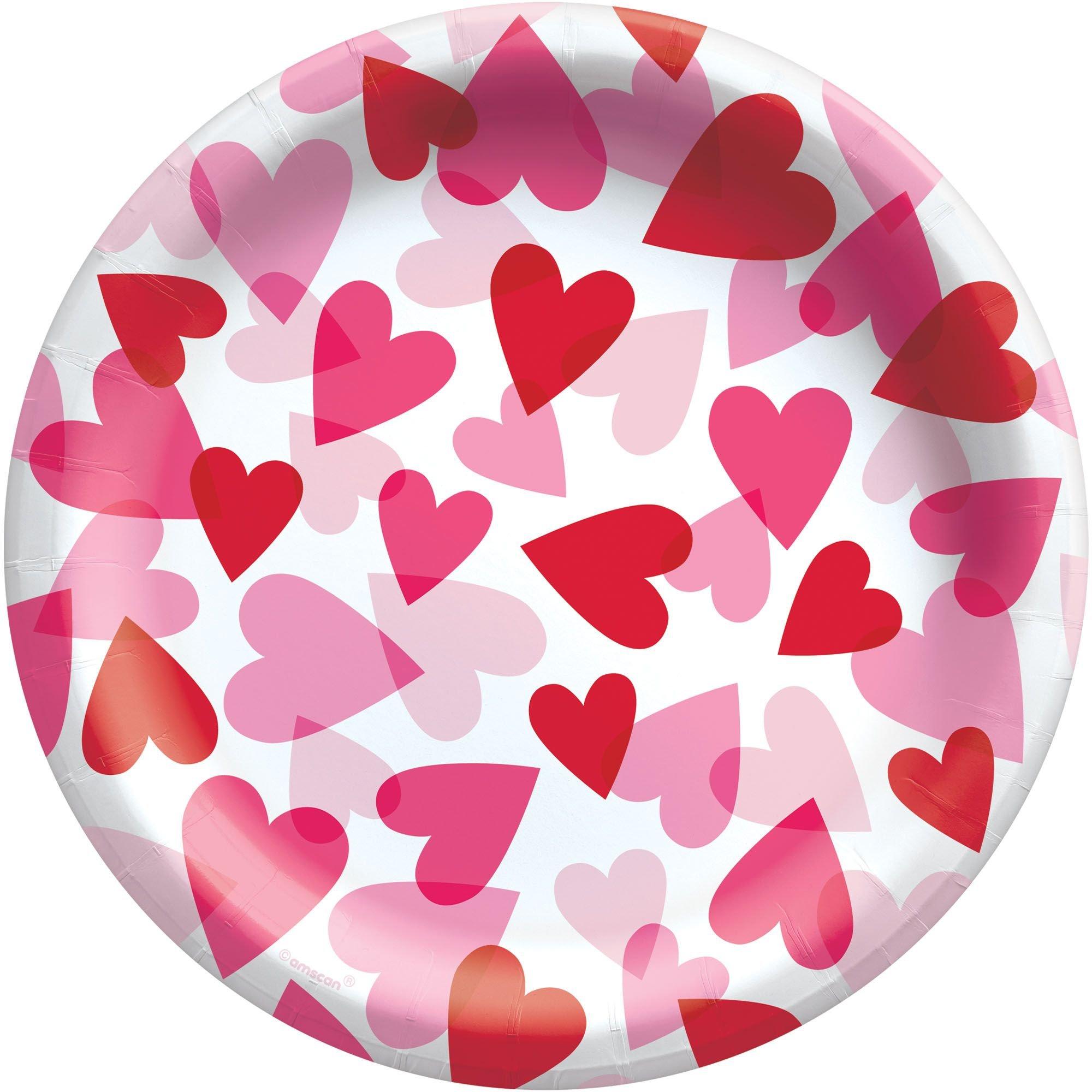 Heart Party Paper Lunch Plates. 8.5in. 8ct