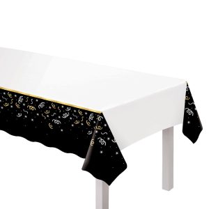 Midnight Cheer NYE Plastic Tablecover. 54in x 102in