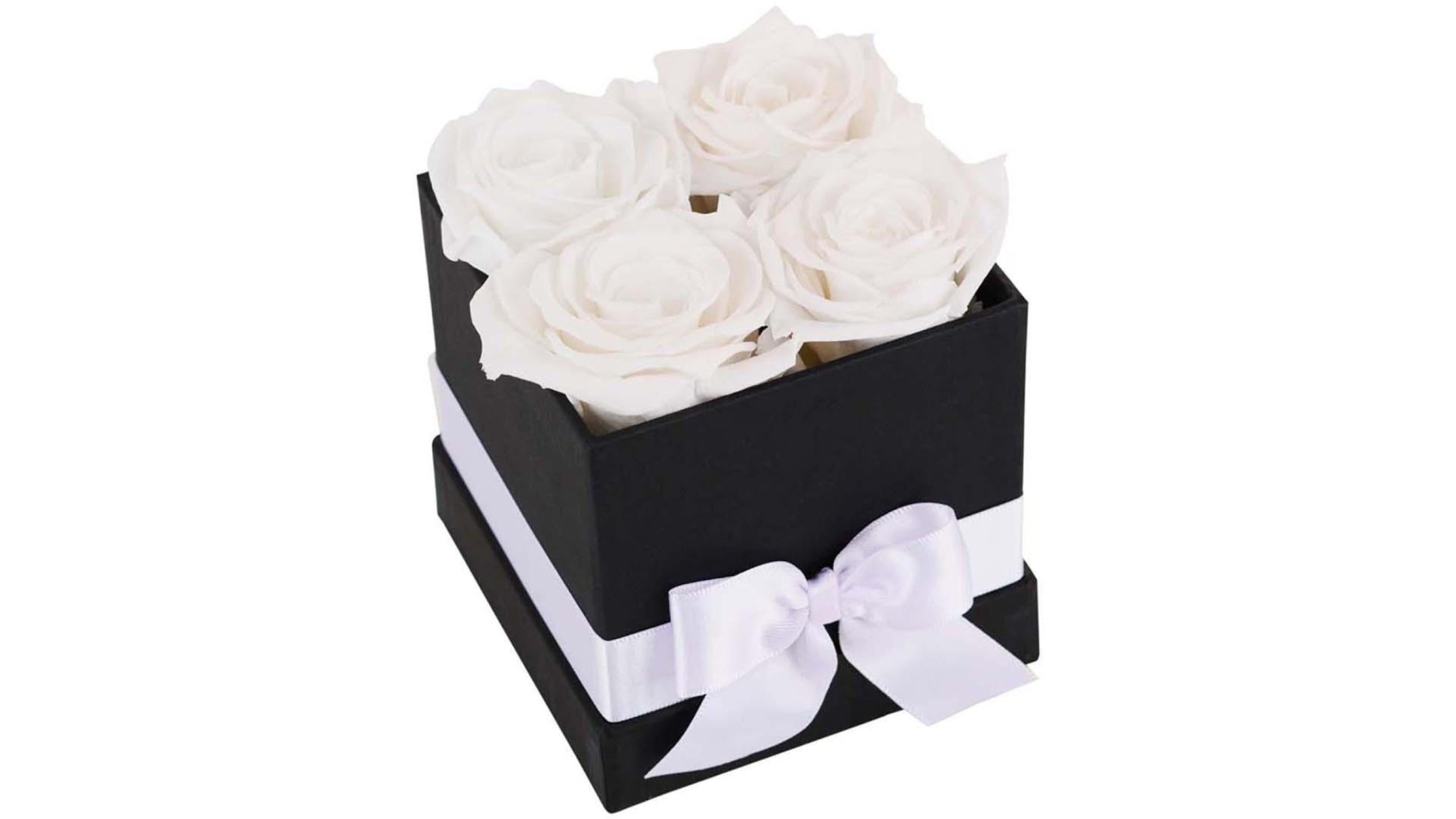 Princess White Preserved Roses Gift Box (4 ct)