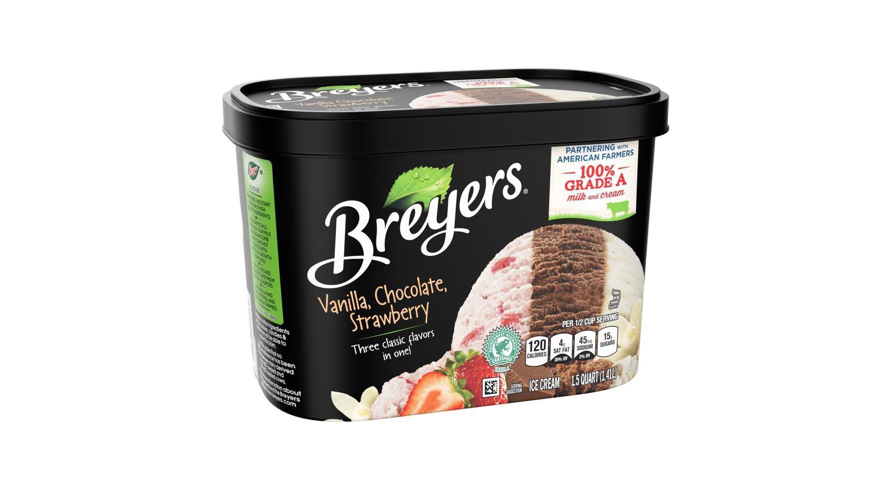 Breyers Ice Cream Vanilla. Chocolate & Strawberry (1.5 qt)