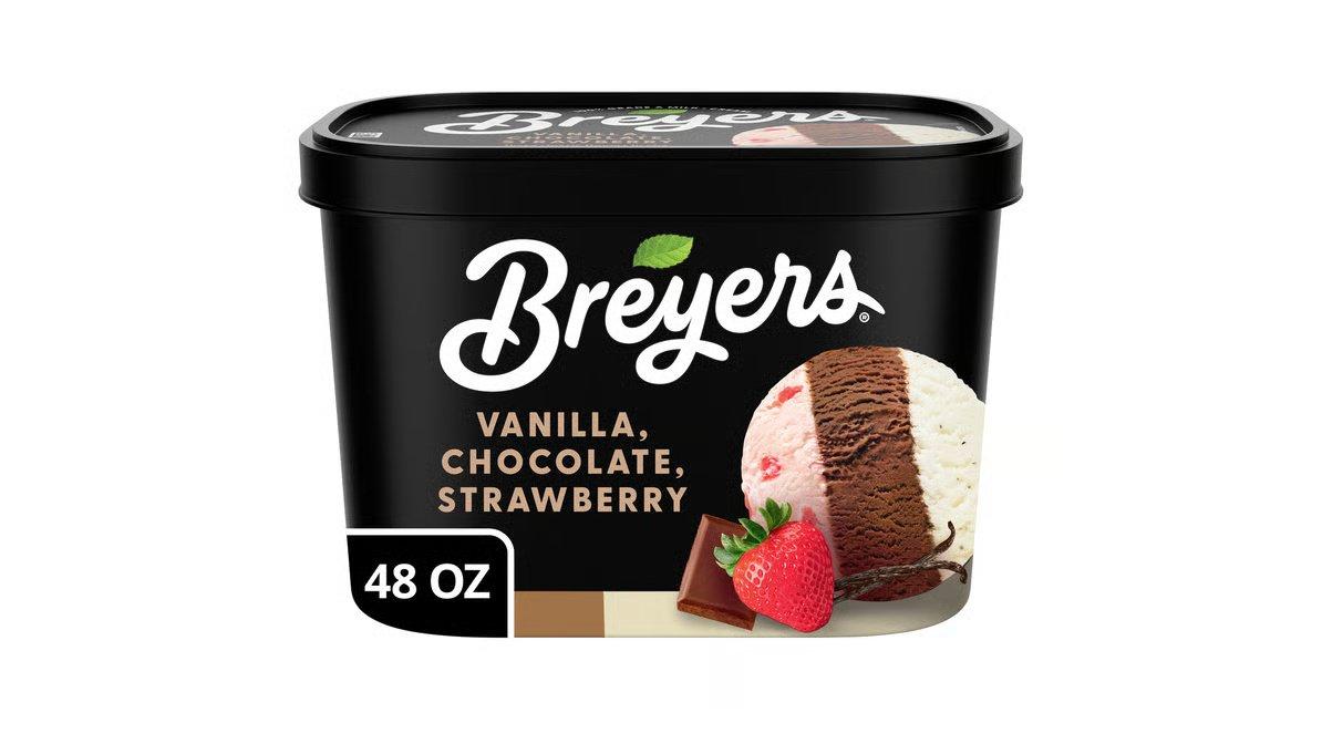 Breyers Ice Cream Vanilla. Chocolate & Strawberry (1.5 qt) - Image 2