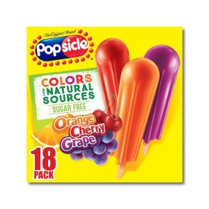 Popsicle Sugar Free Ice Pops Orange. Cherry & Grape Variety Pack (18 ct)