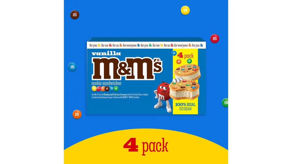 M&M's Cookie Ice Cream Sandwich Vanilla (4 oz x 4 ct) - Image 3