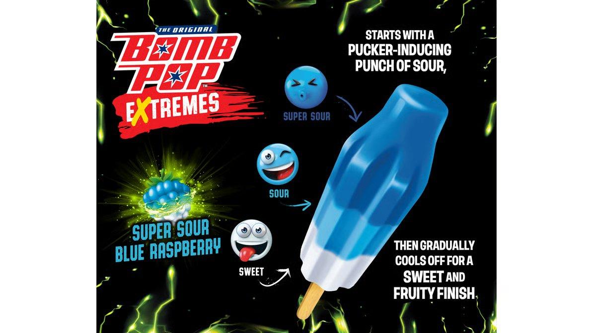 Bomb Pop Extremes Blue Raspberry Freeze Ice Pops (1.75 oz x 12 ct) - Image 2