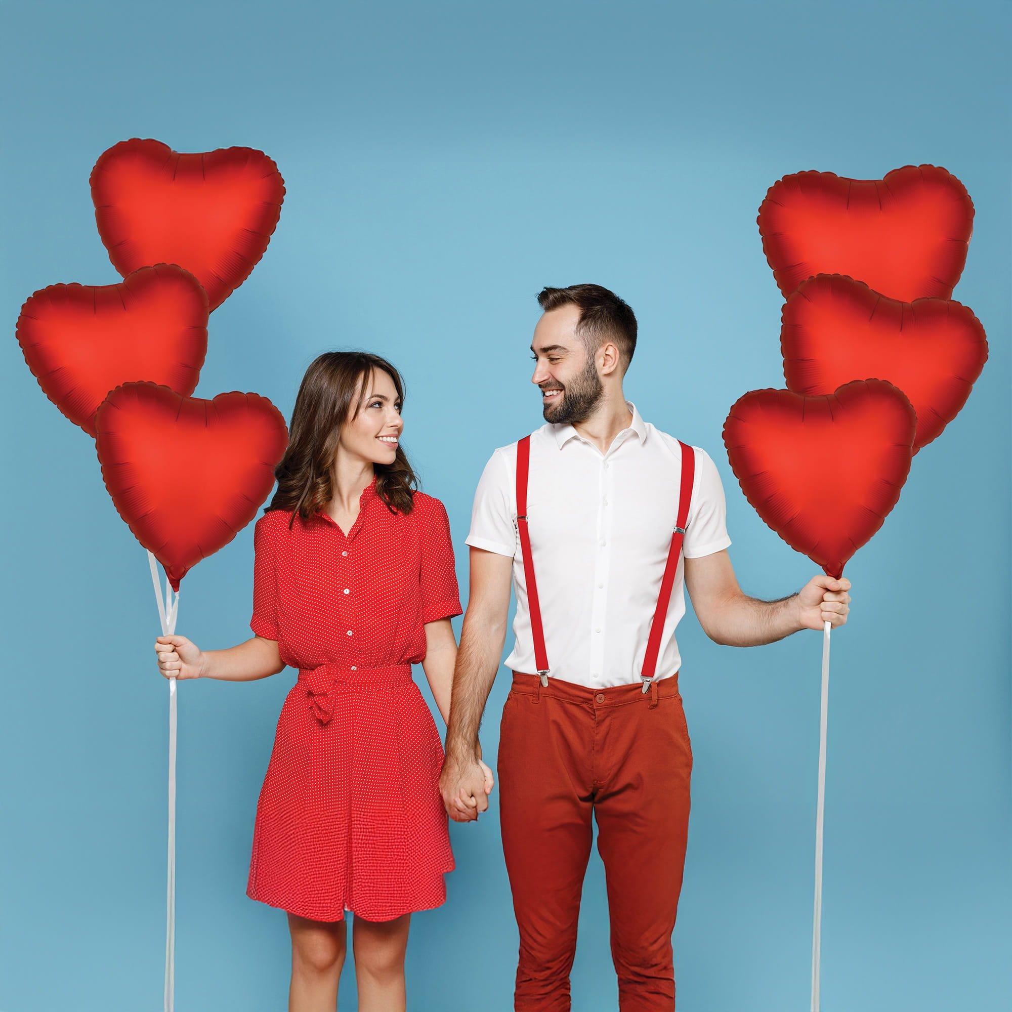 Satin Red Heart Foil Balloon Bouquet. 12pc - Image 4