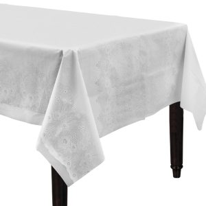 White Lace Print Table Cover