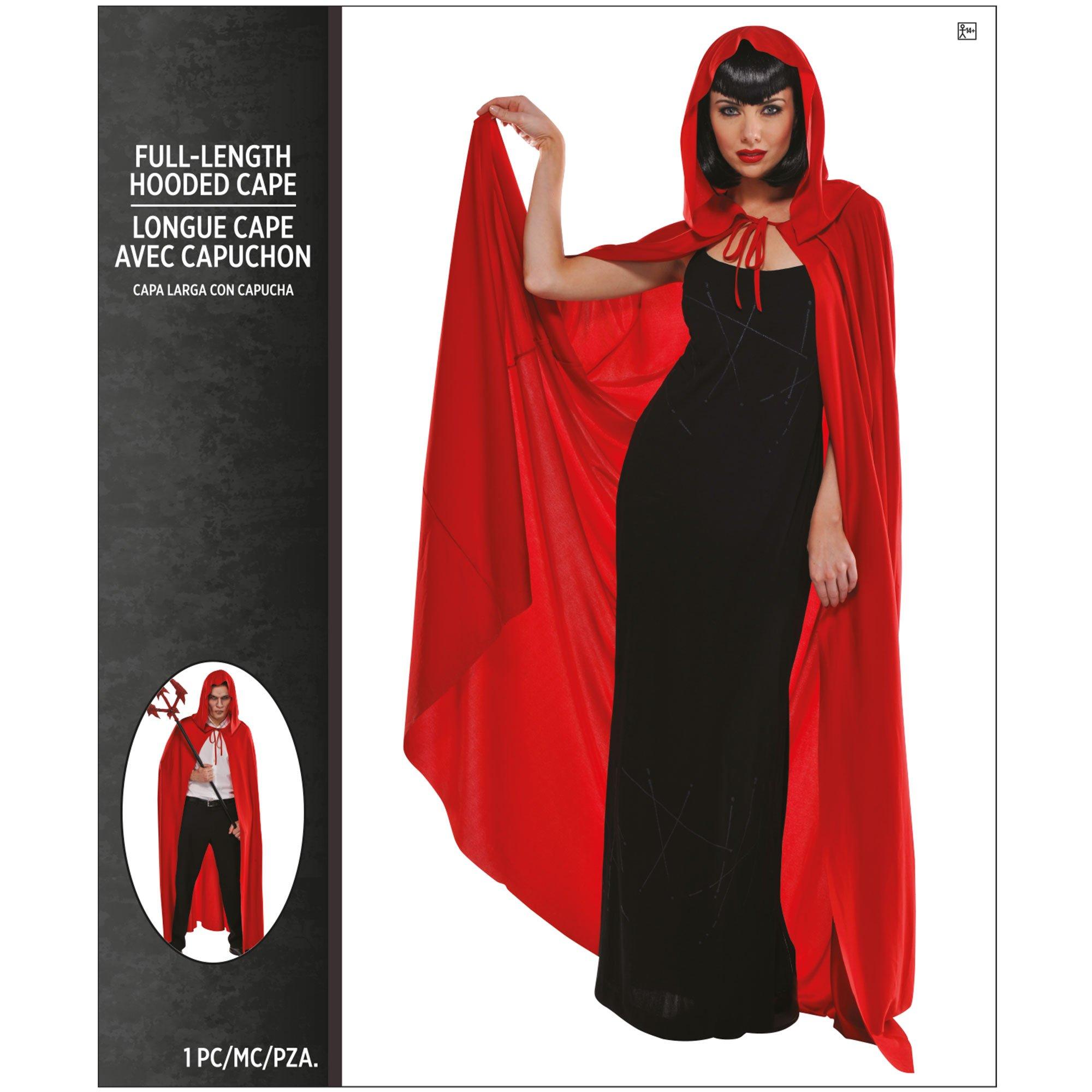 Adult Red Hooded Cape - Image 4