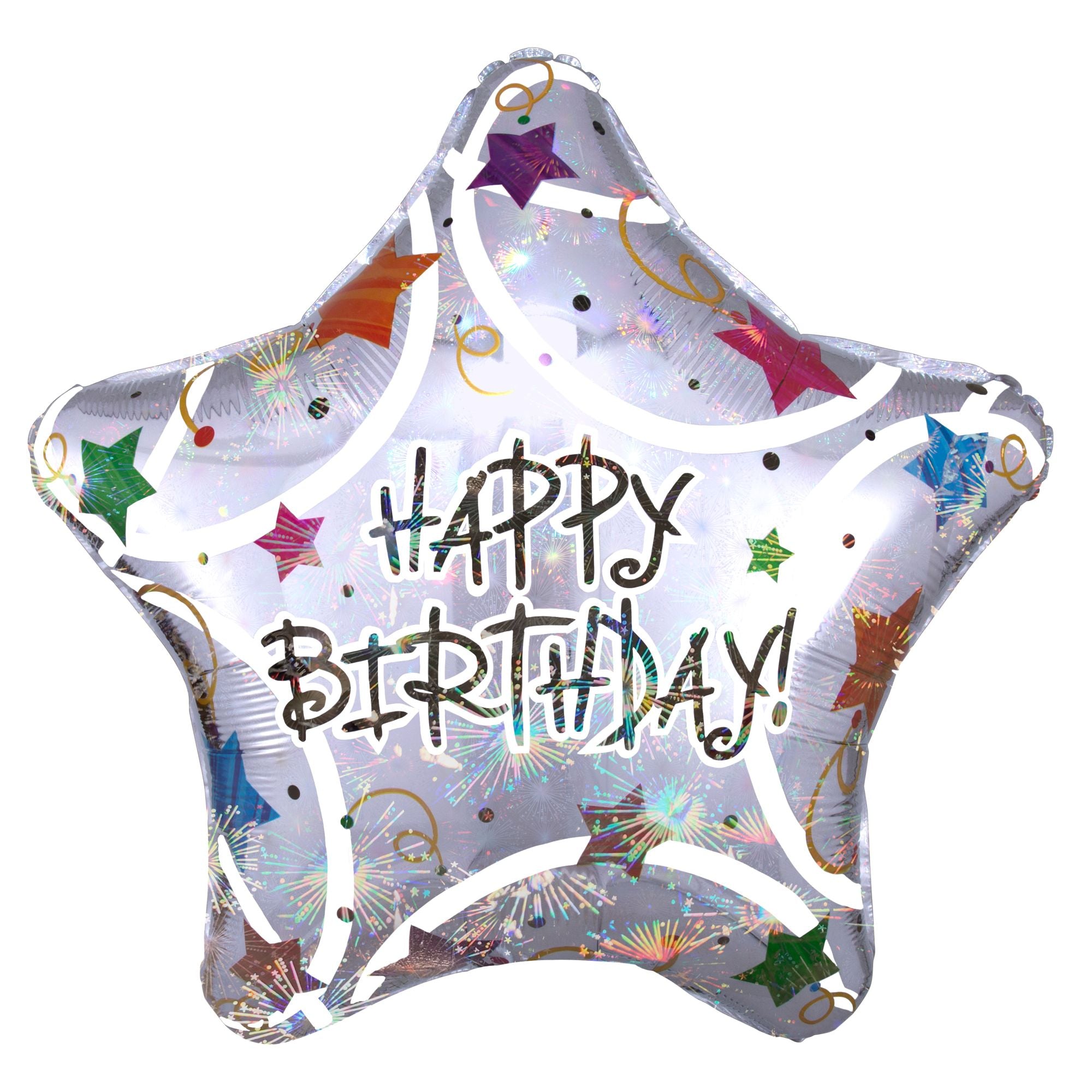 Holographic Star Happy Birthday Balloon Bouquet. 5pc - Image 2
