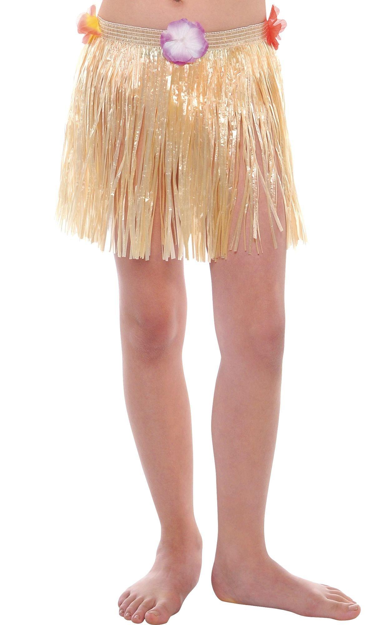 Child Plastic Mini Faux Grass Skirt. 12in