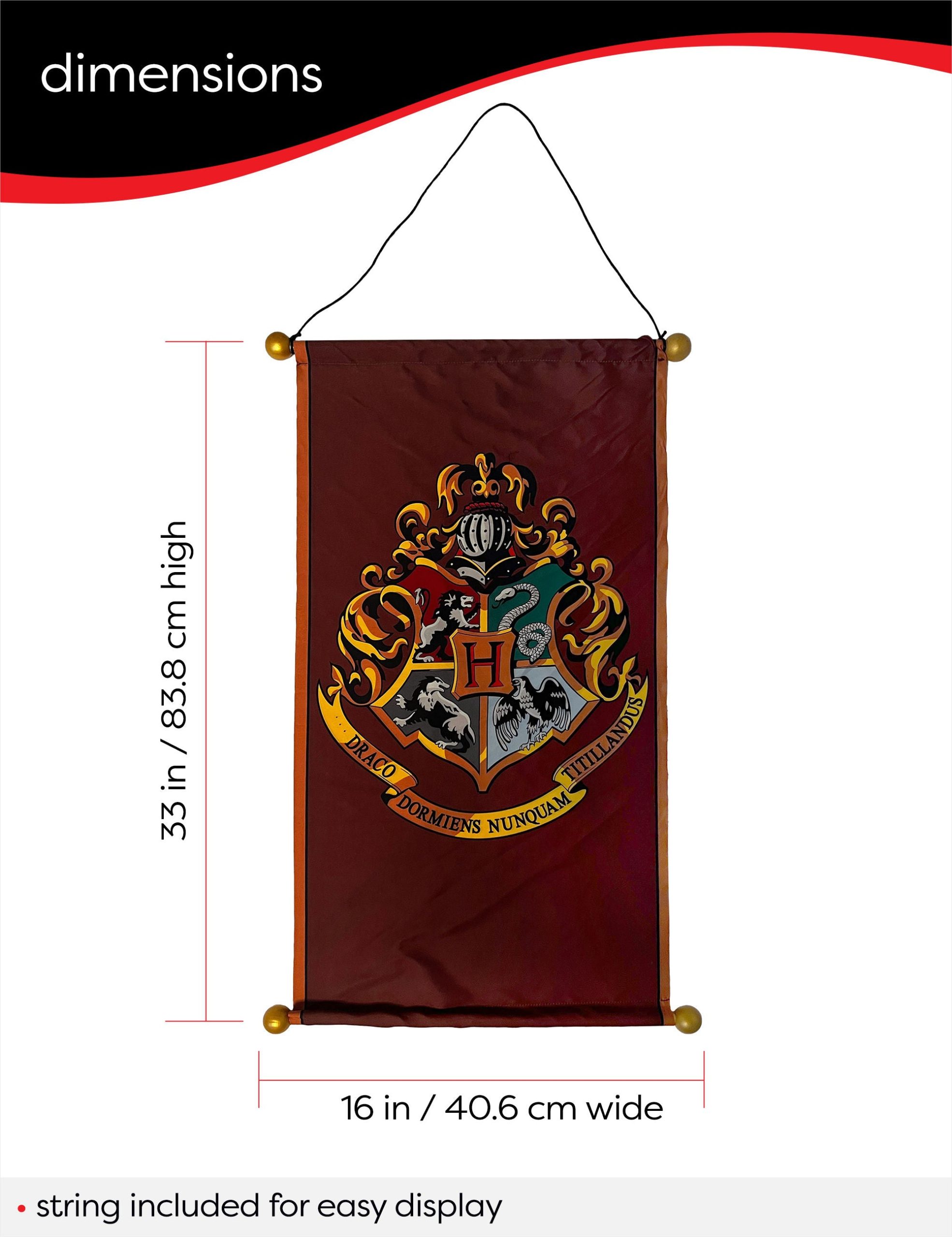 33-inch Harry Potter Hogwarts Crest Hanging Banner Decoration - Image 4