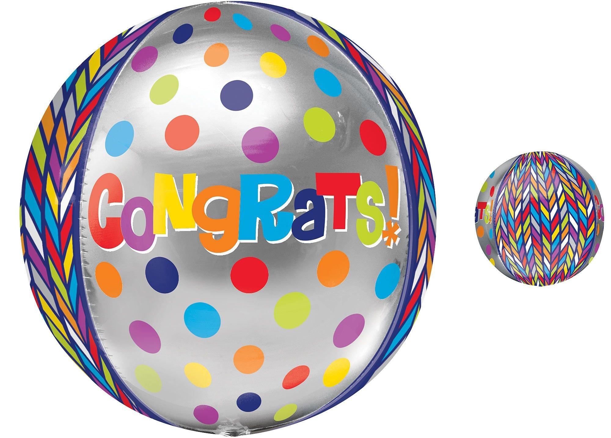Orbz Dotty Geometric Congrats Balloon. 16in