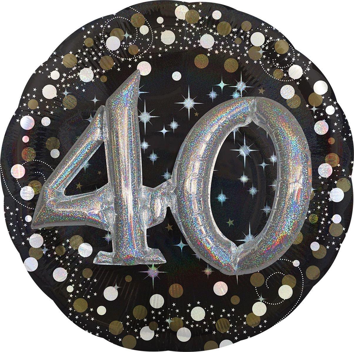 40th Birthday Balloon - 3D Sparkling Celebration. 36in