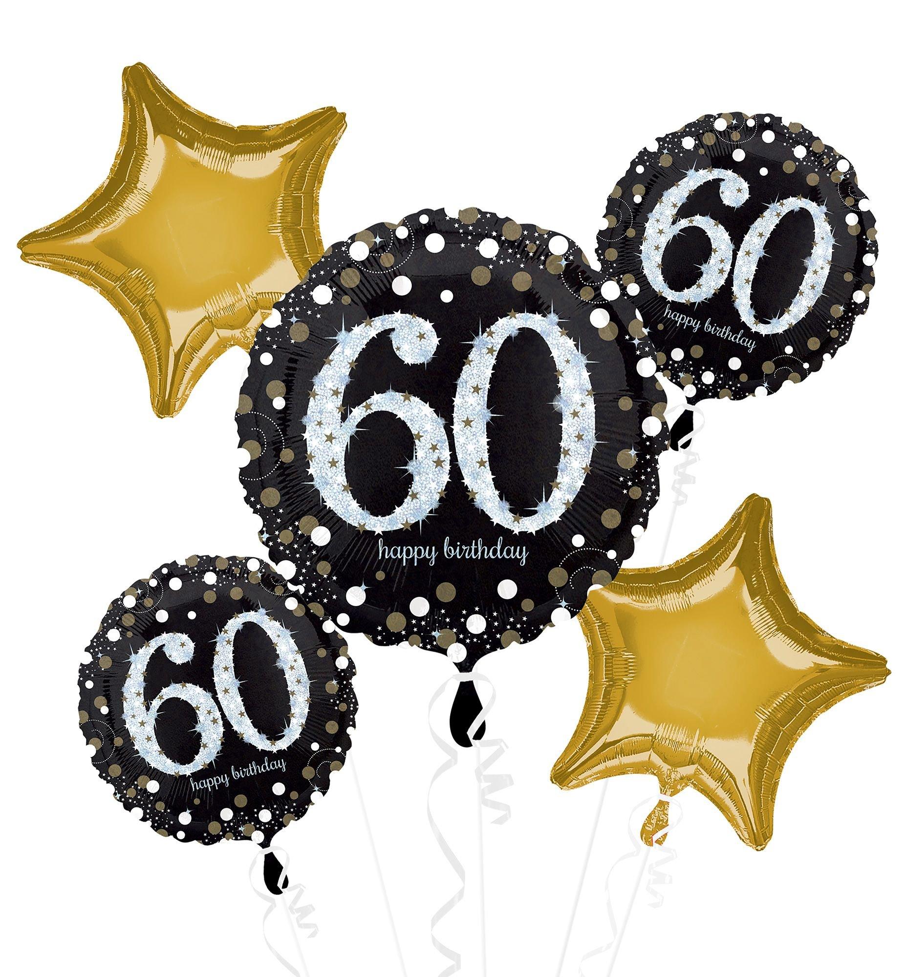 Sparkling Celebration 60th Birthday Foil Balloon Bouquet. 5pc