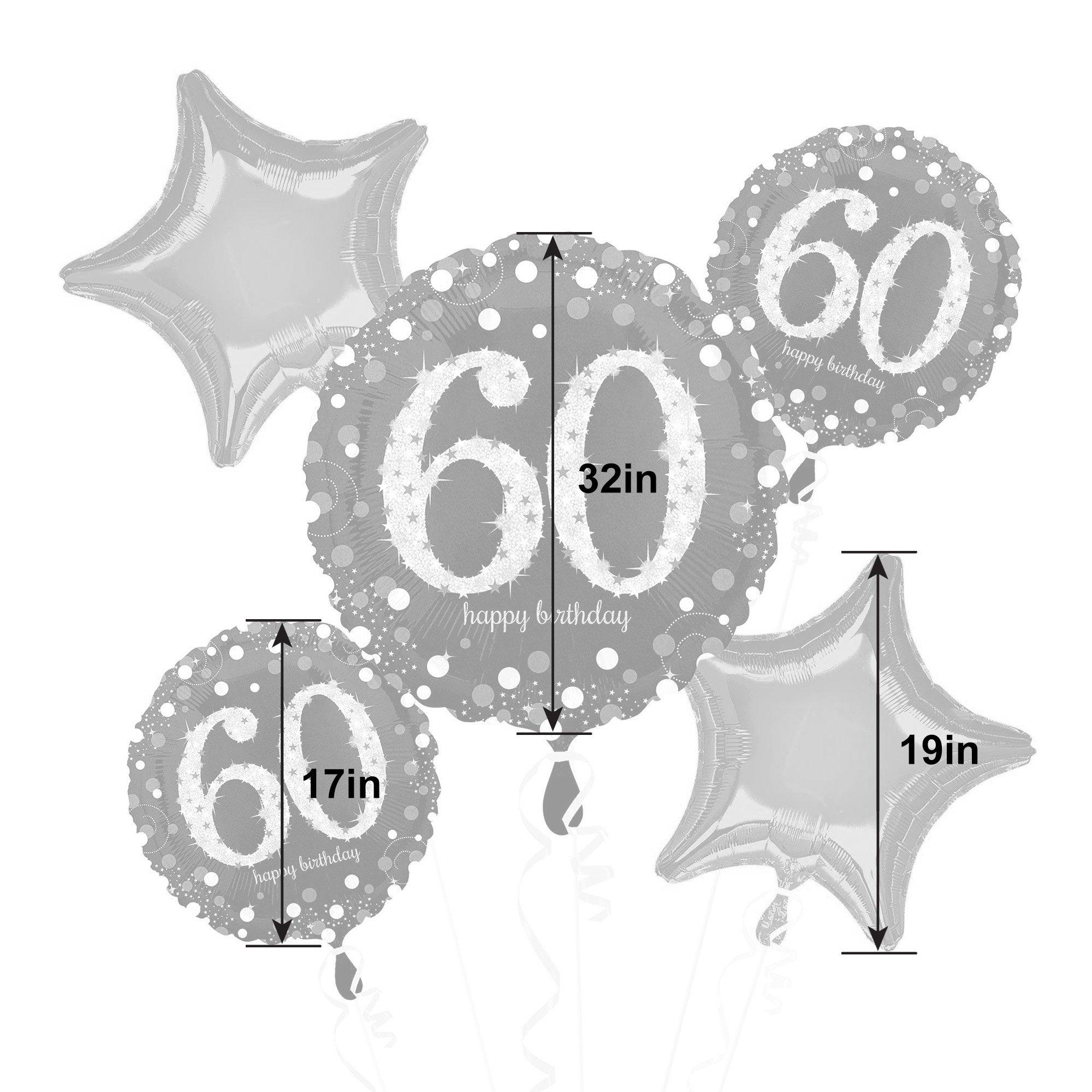 Sparkling Celebration 60th Birthday Foil Balloon Bouquet. 5pc - Image 2