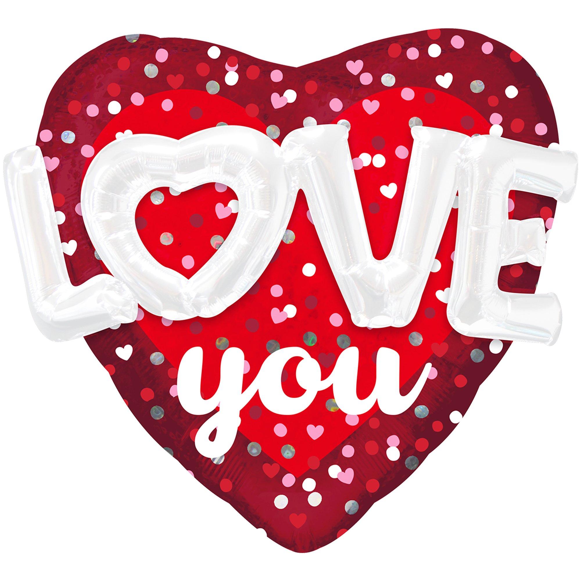 3D Love You Valentine's Day Heart Foil Balloon. 36in - Image 2