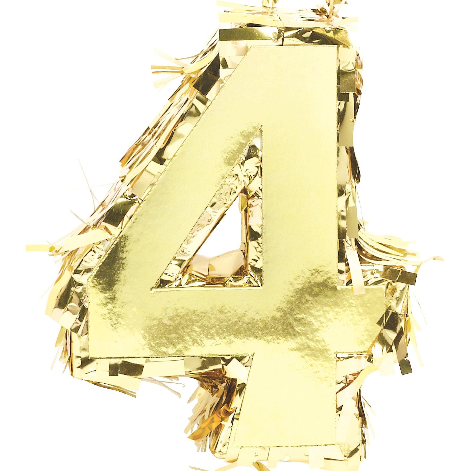 Mini Metallic Gold Number (0-9) Pinata Decoration - Image 5