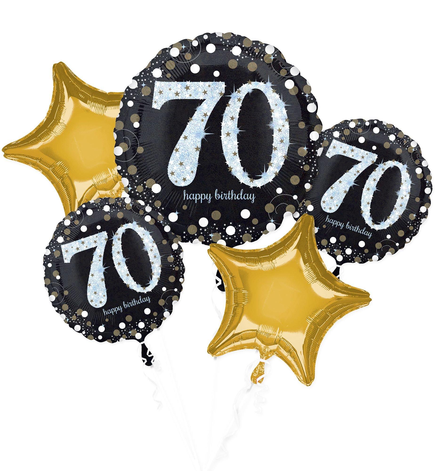 Sparkling Celebration 70th Birthday Foil Balloon Bouquet. 5pc