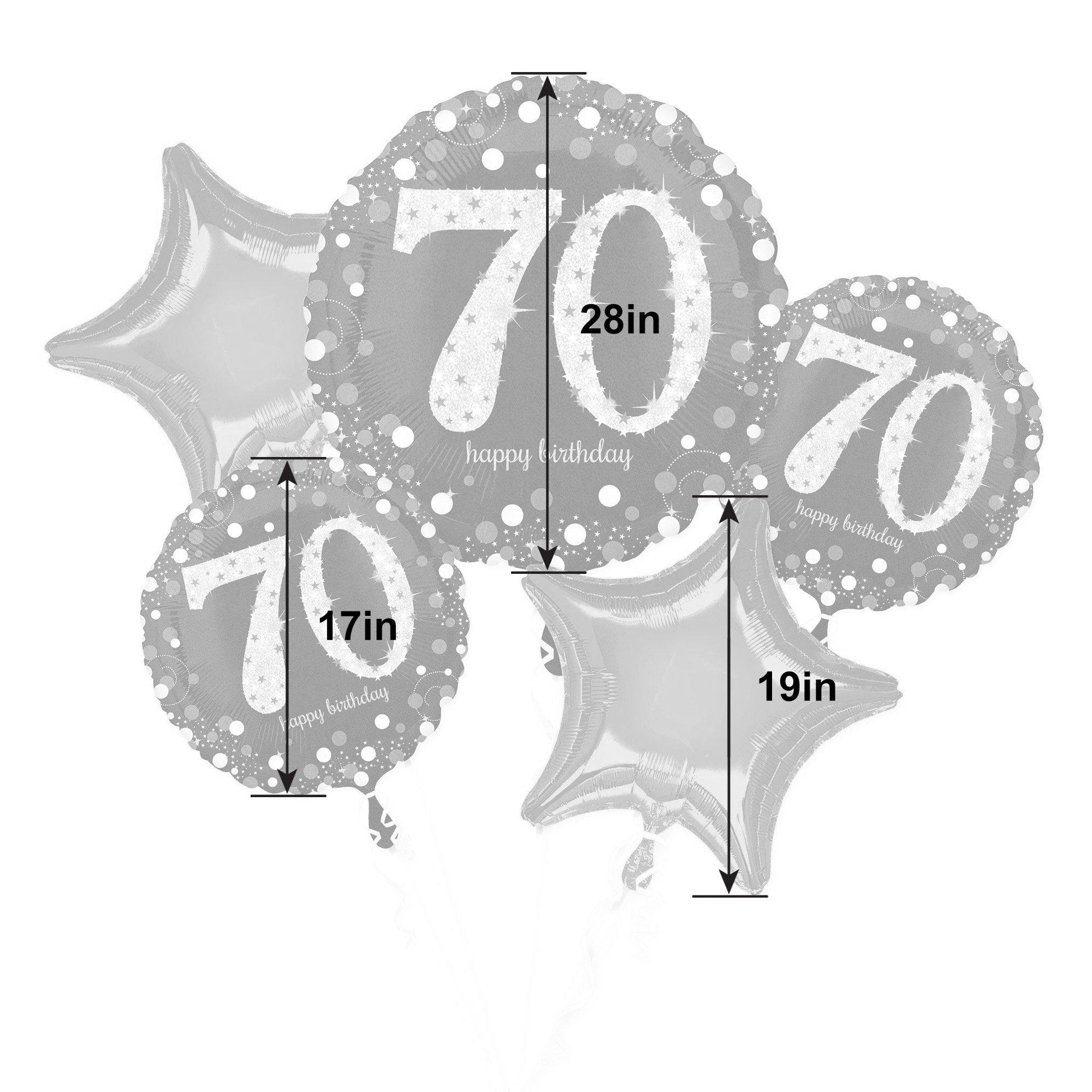 Sparkling Celebration 70th Birthday Foil Balloon Bouquet. 5pc - Image 2