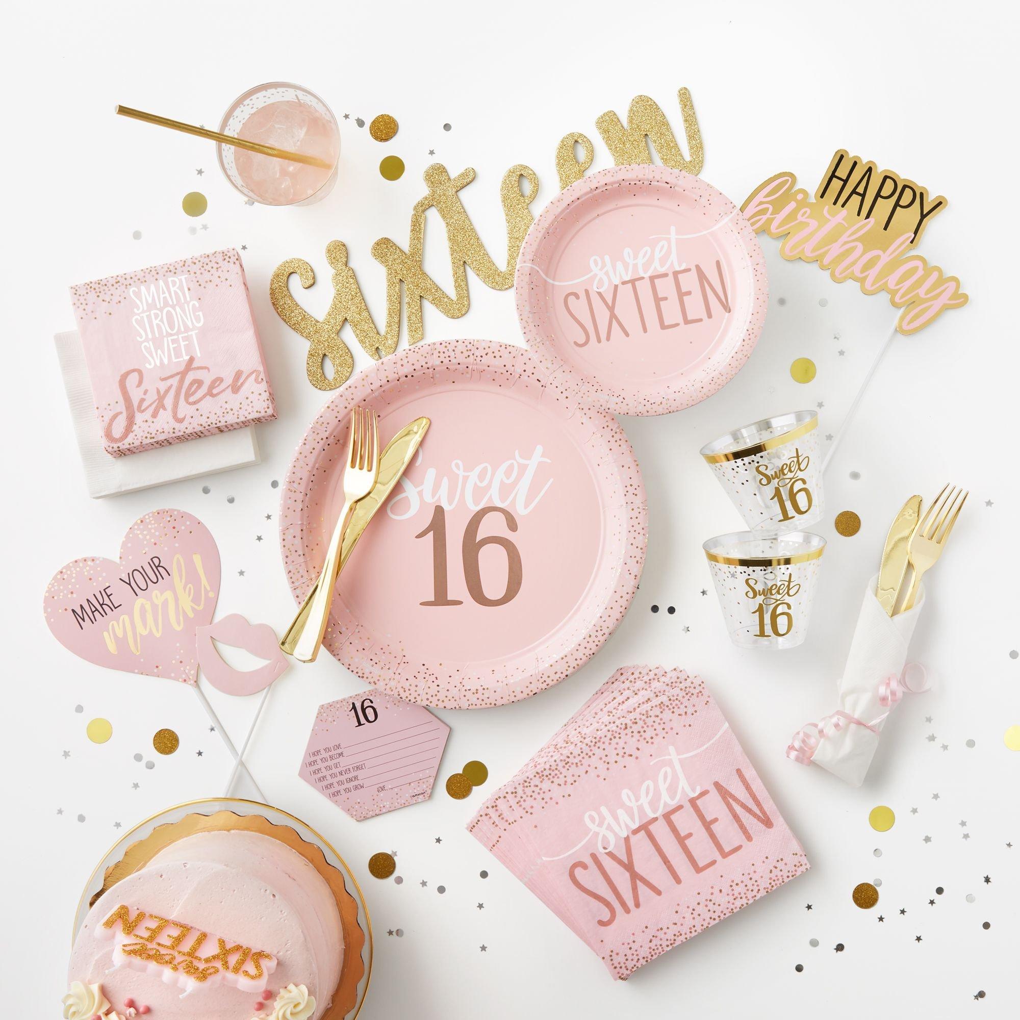 Rose Gold & Pink Sweet 16 Lunch Napkins 16ct - Image 2