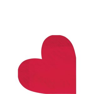 Red Heart-Shaped Paper Lunch Napkins. 6.4in. 16ct - Cross My Heart