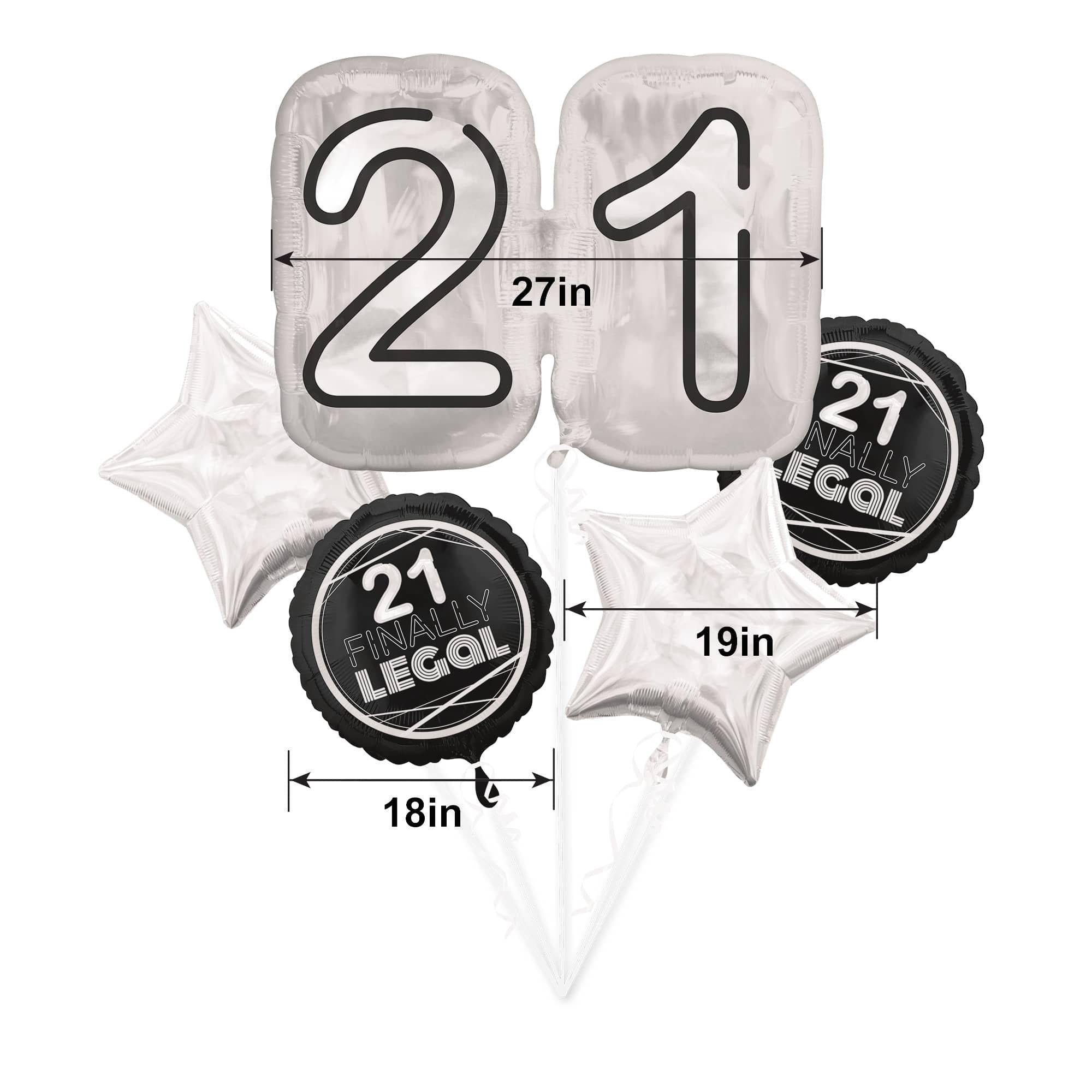 Finally 21 Birthday Foil Balloon Bouquet. 5pc - Image 5