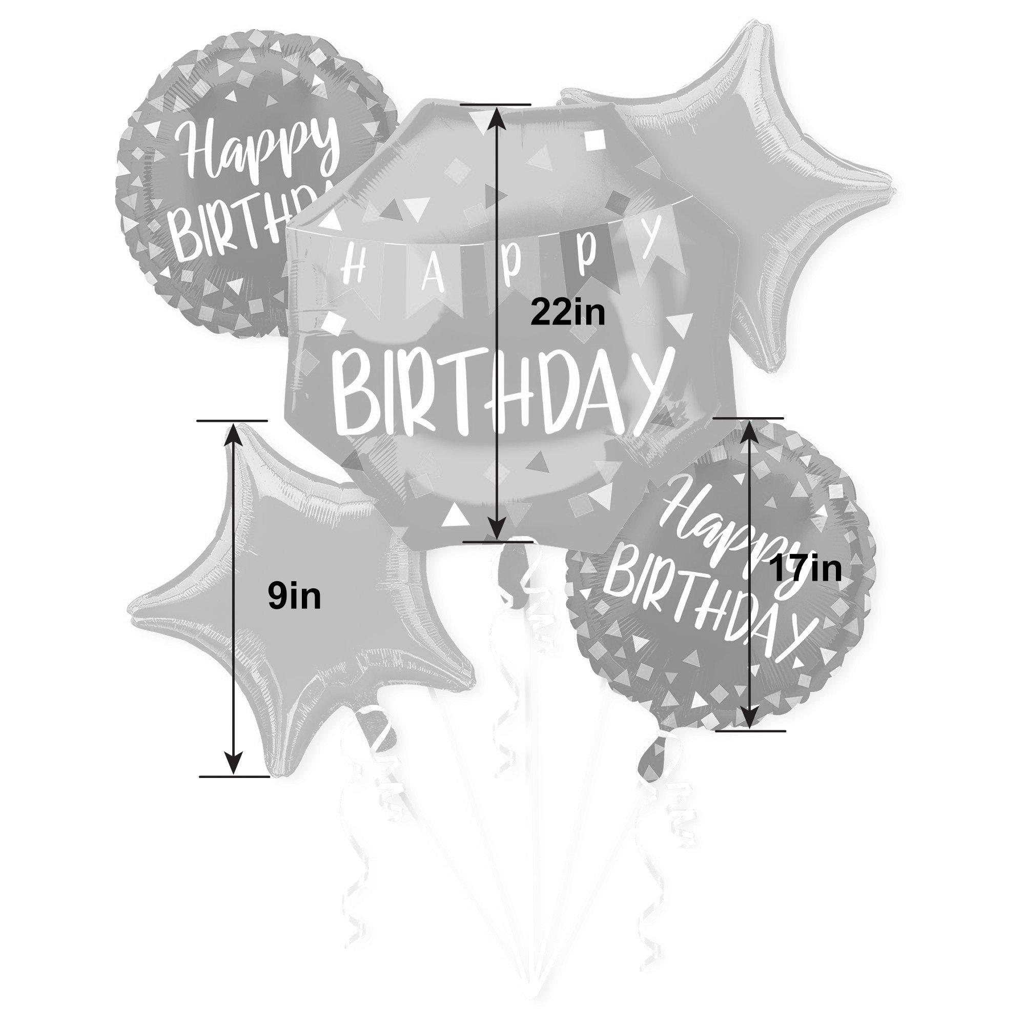 Navy Confetti Happy Birthday Foil Balloon Bouquet. 5pc - Image 2