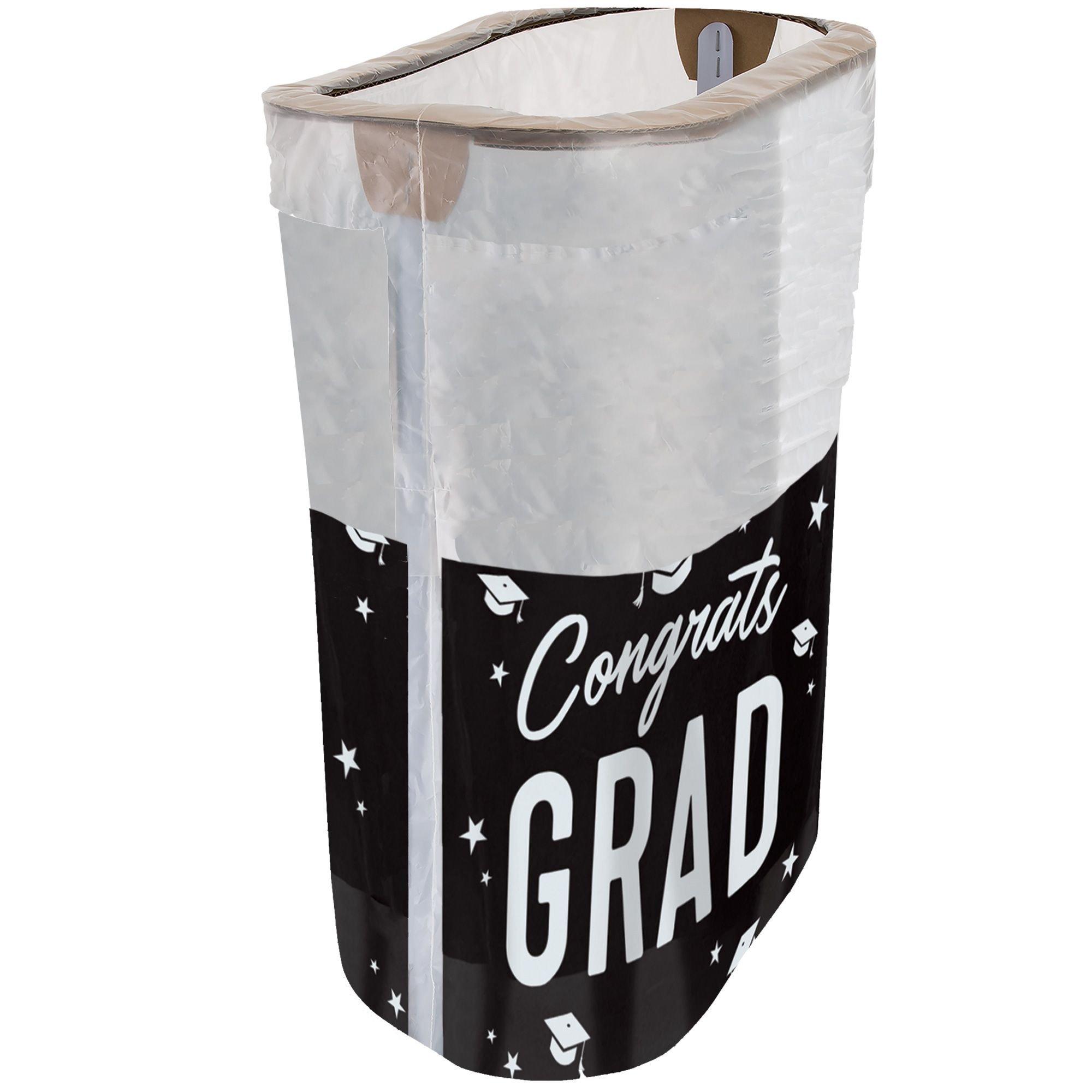 Black & White Congrats Graduation Pop-Up Trash Bin - Image 2