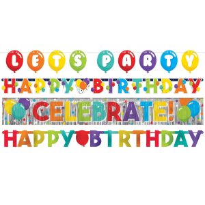 Birthday Balloons Banners. 4ct