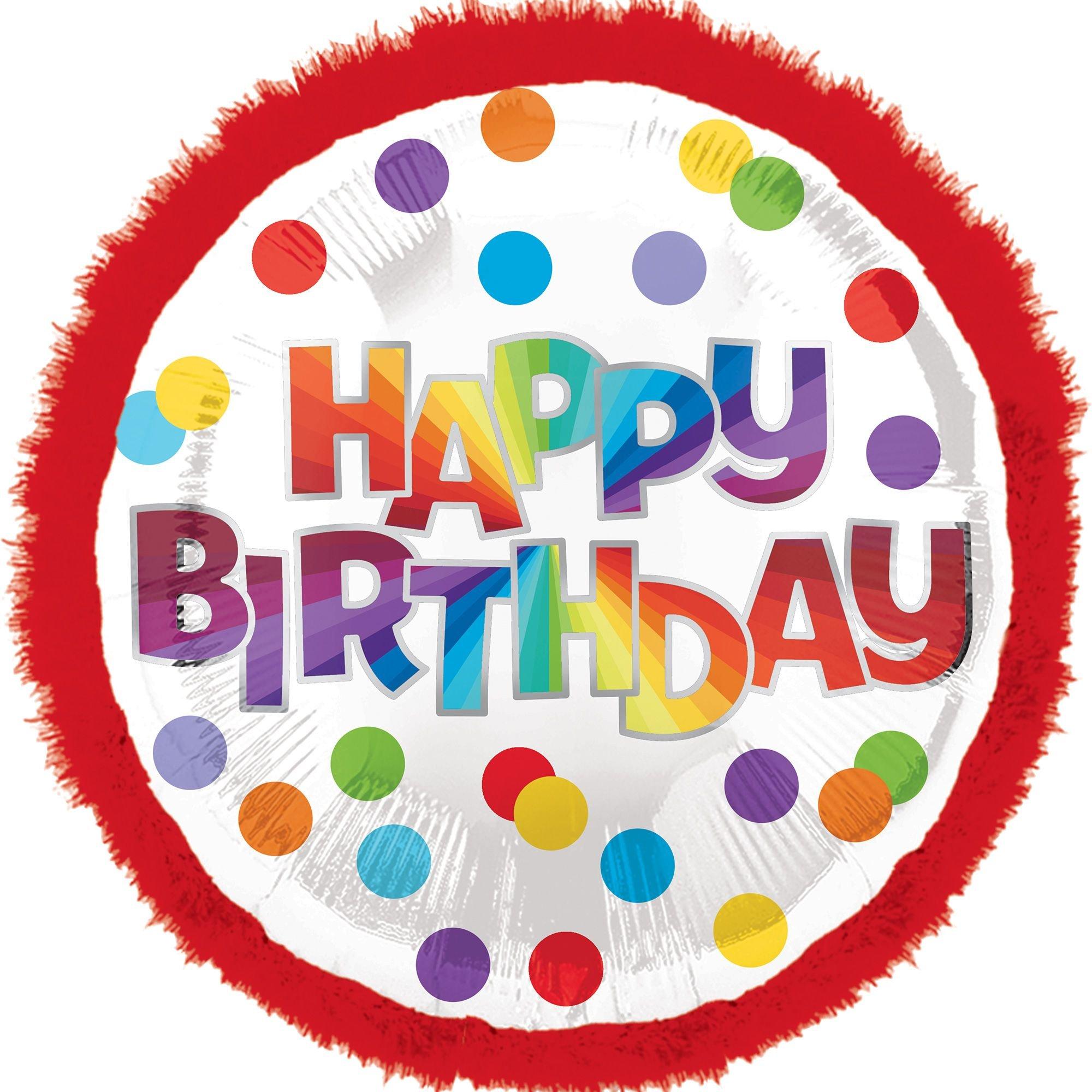 Giant Red Boa Rainbow Happy Birthday Balloon. 28in
