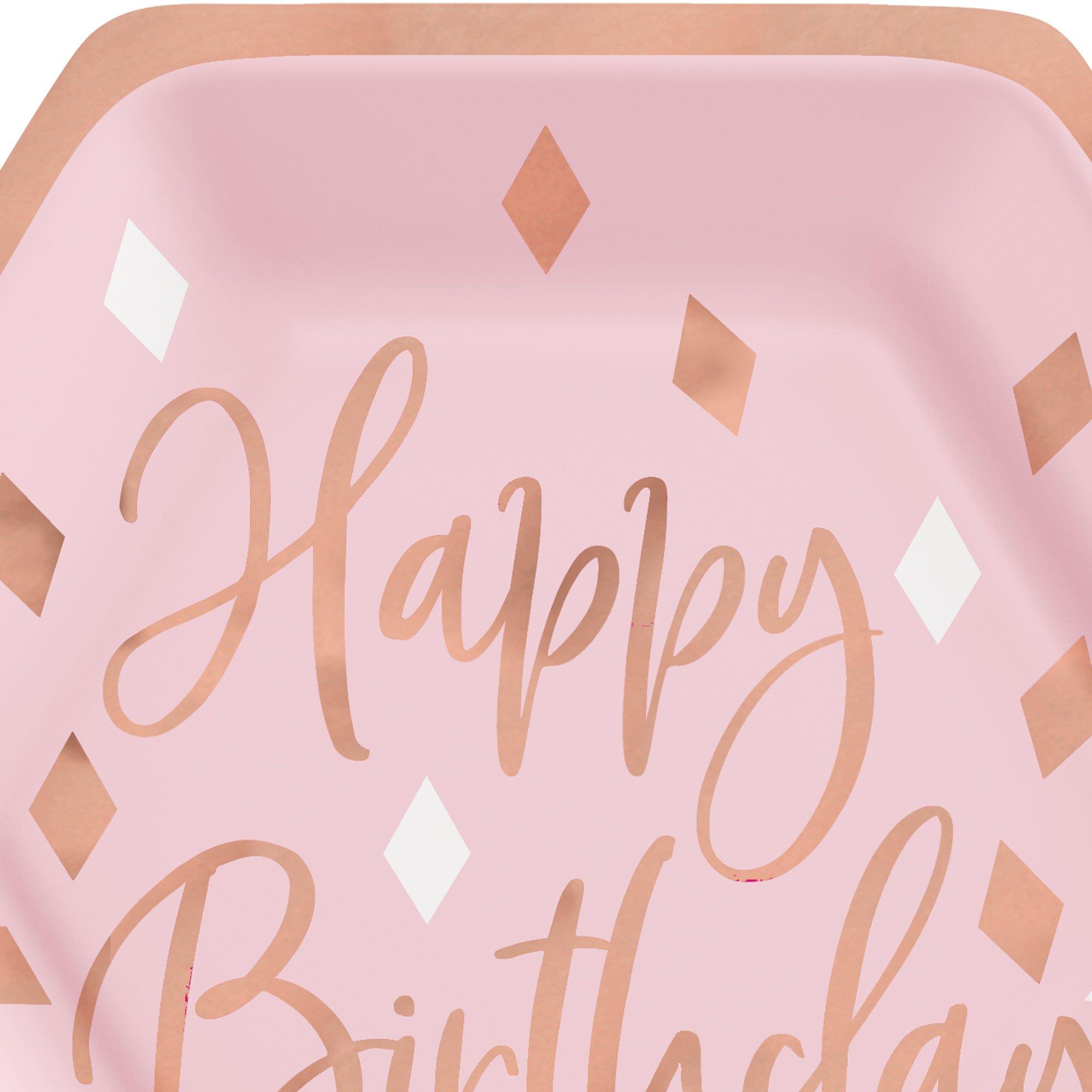 Metallic Blush Birthday Hexagon Dessert Plates. 7in. 8ct - Image 4