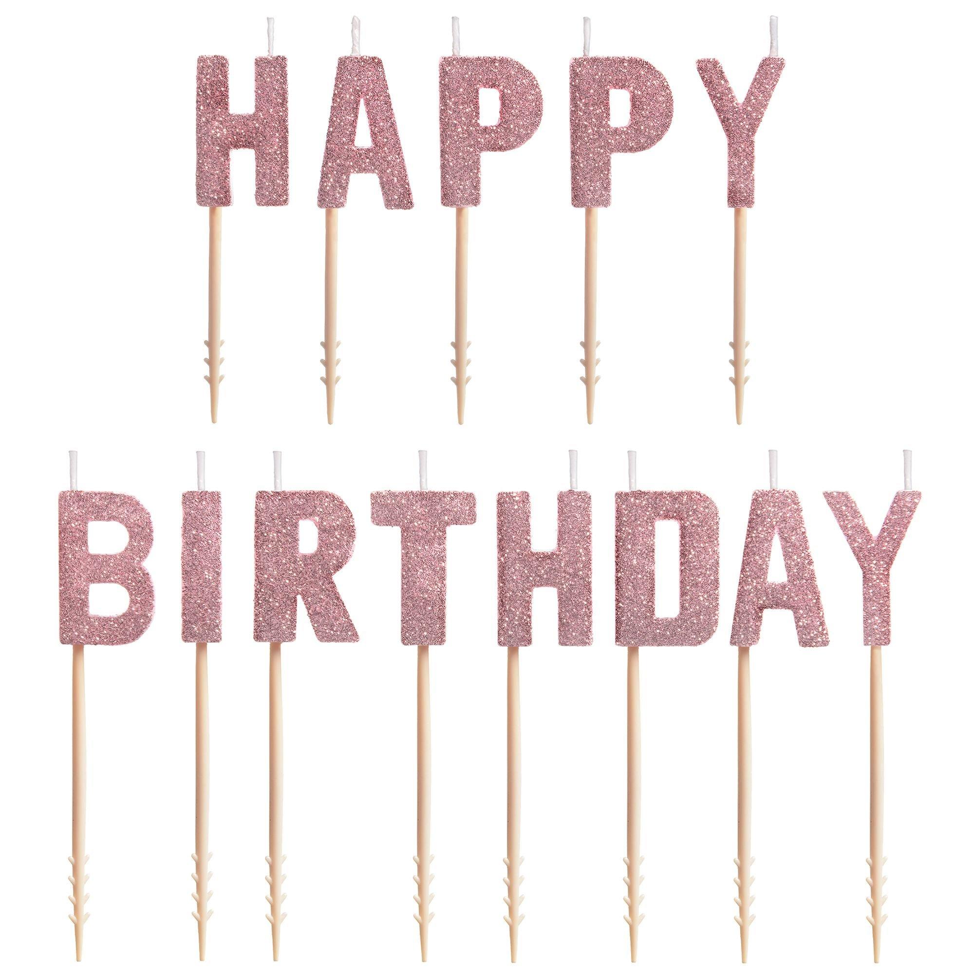 Glitter Blush Happy Birthday Toothpick Candle Set 13pc - Image 2