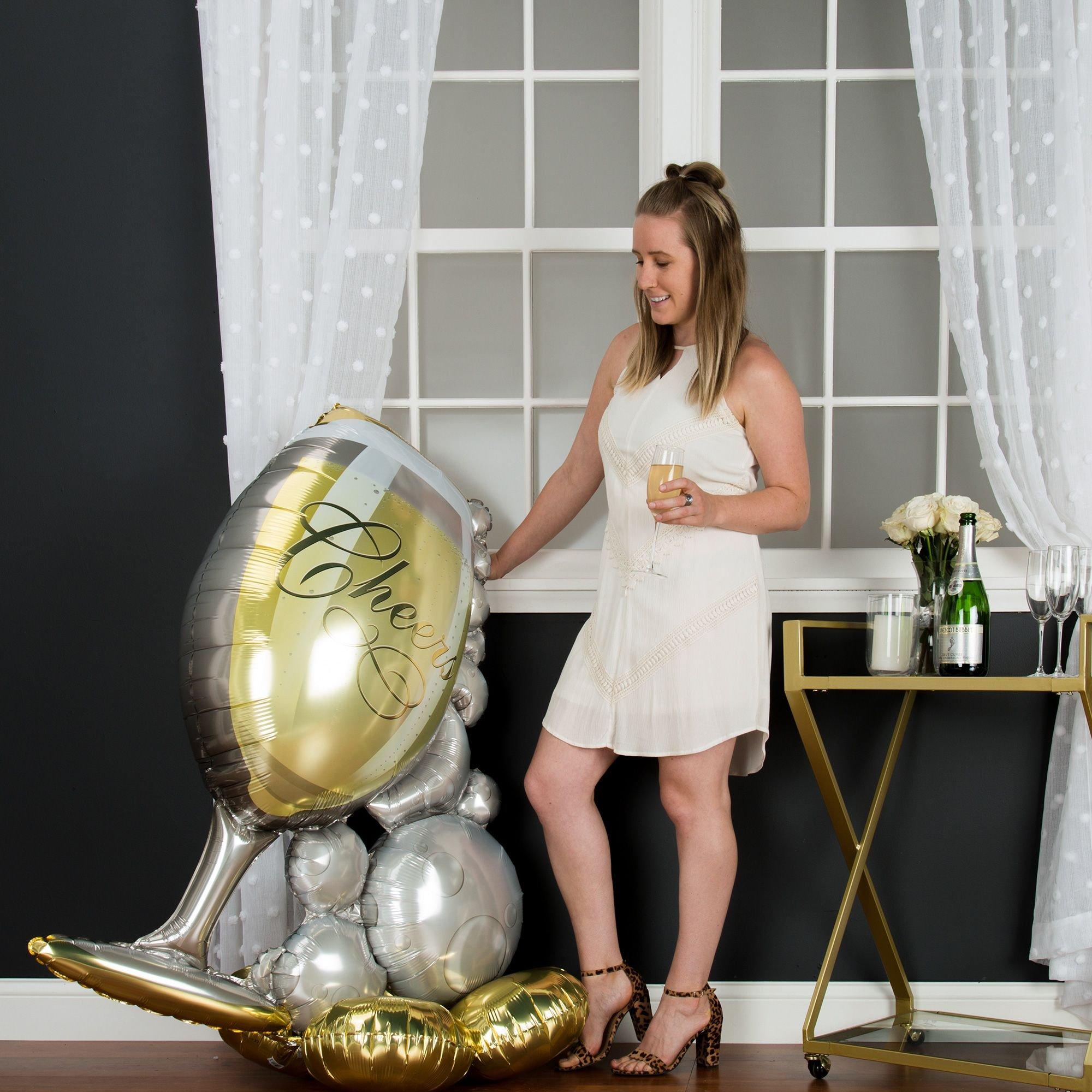AirLoonz Bubbly Wine Glass Balloon. 51in - Image 2