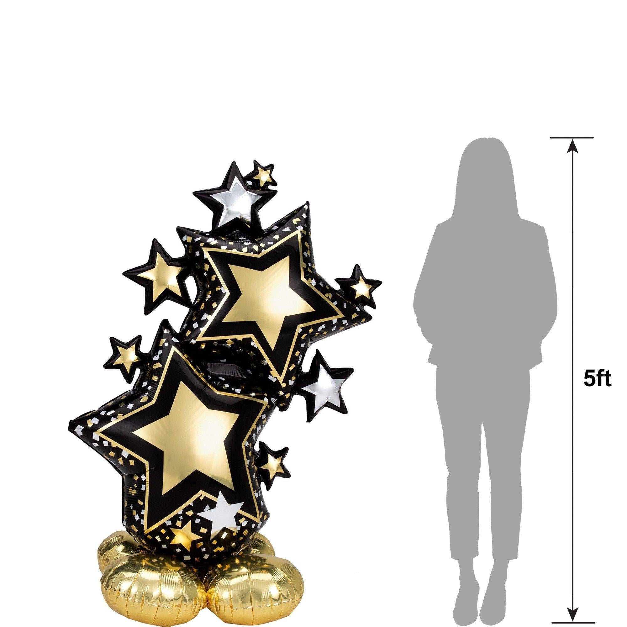 AirLoonz Black & Gold Star Cluster Balloon. 59in - Image 5