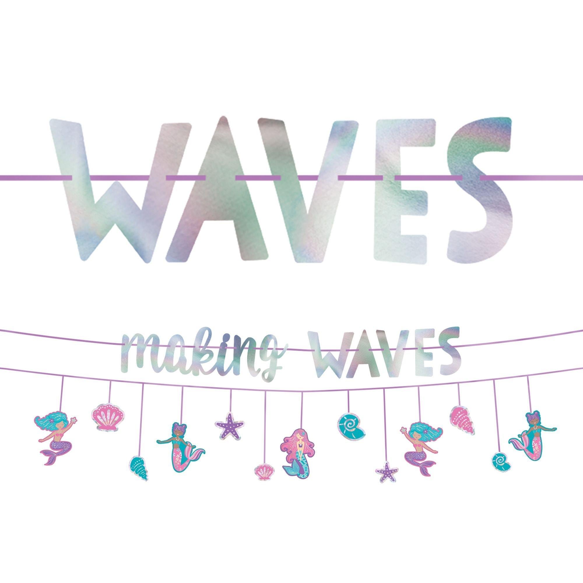 Iridescent Shimmering Mermaids Making Waves Banners. 12ft. 2ct