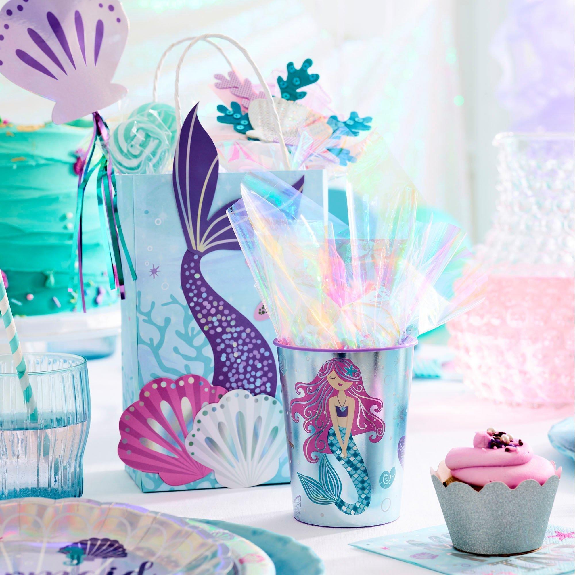Iridescent Shimmering Mermaids Create Your Own Kraft Favor Bag Kit. 5.25in x 8.4in. 8ct - Image 2