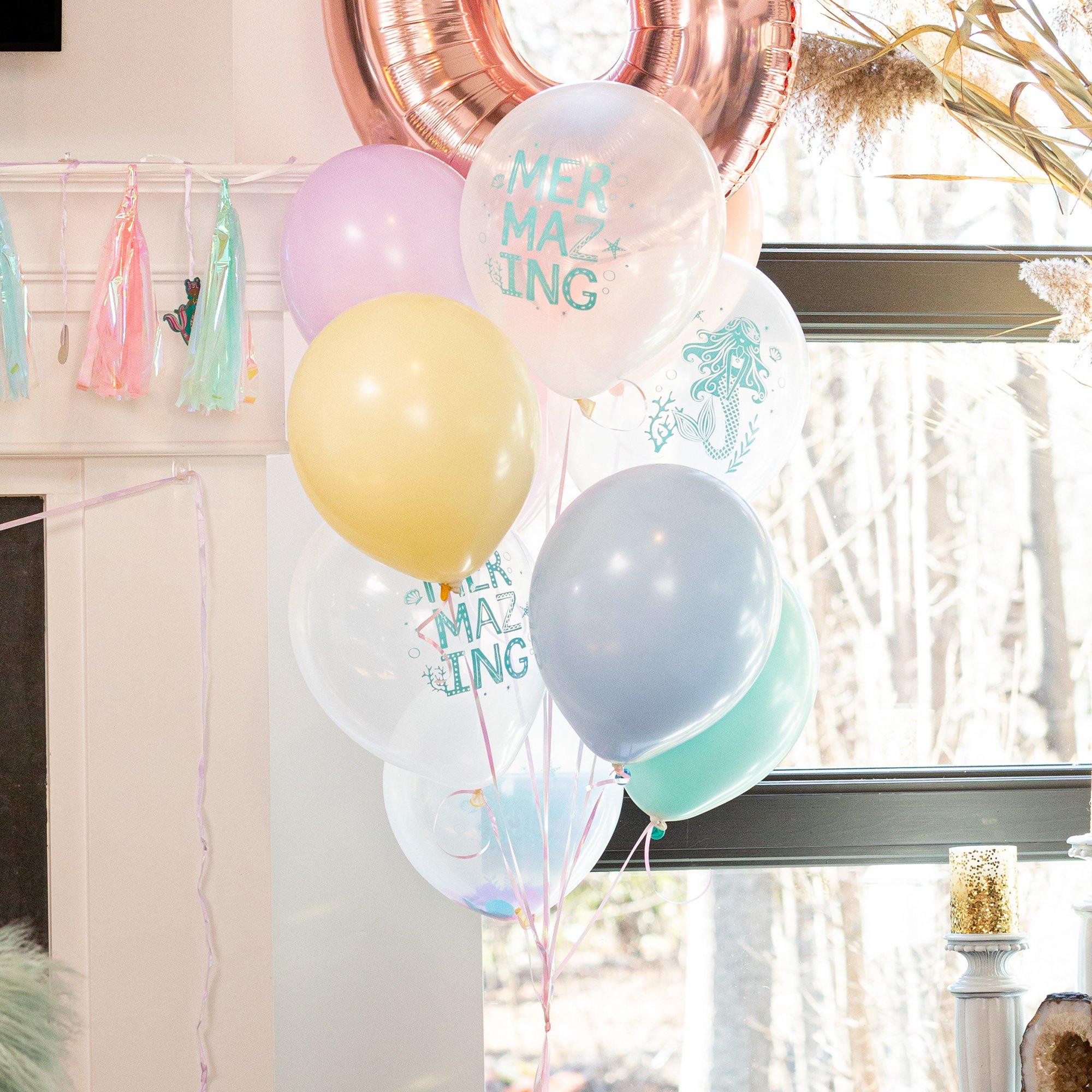 6ct. 12in. Shimmering Mermaids Confetti Latex Balloons - Image 5