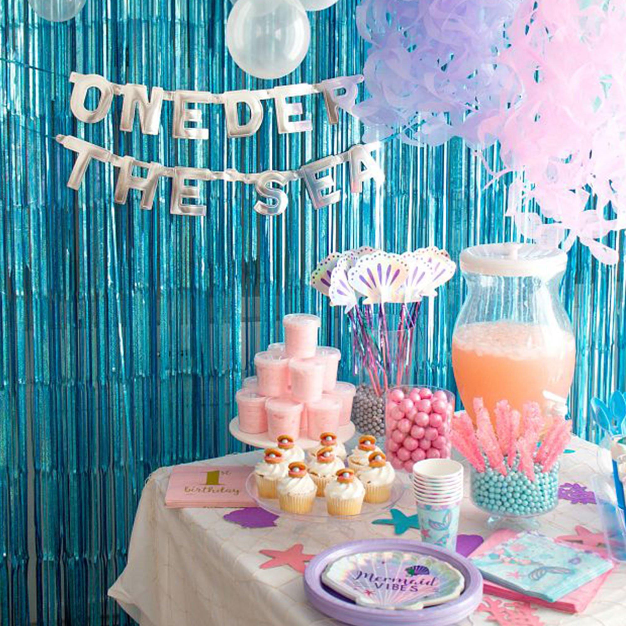 Glitter Shimmering Mermaids Fishnet Table Runner Decorating Kit. 13pc - Image 5