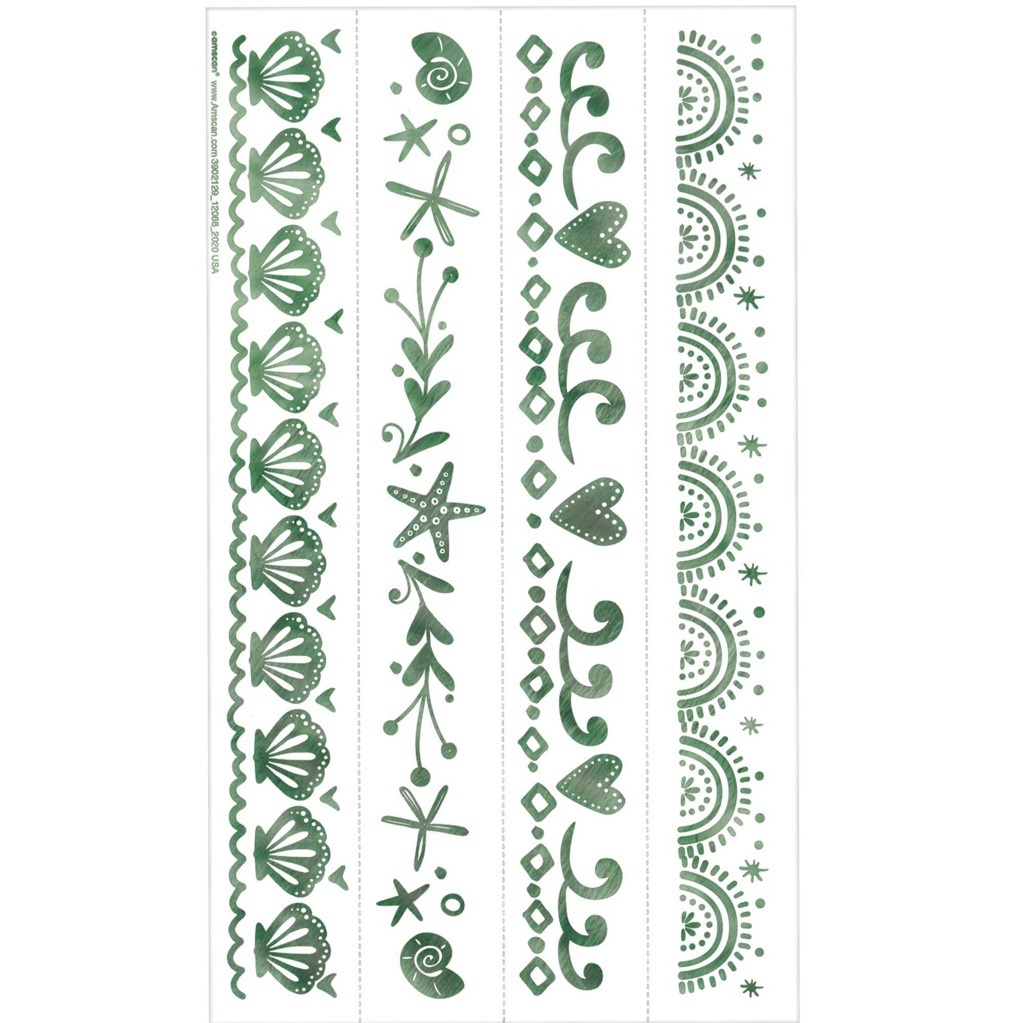 Shimmering Mermaids Temporary Bracelet Tattoos. 6.9in. 8ct