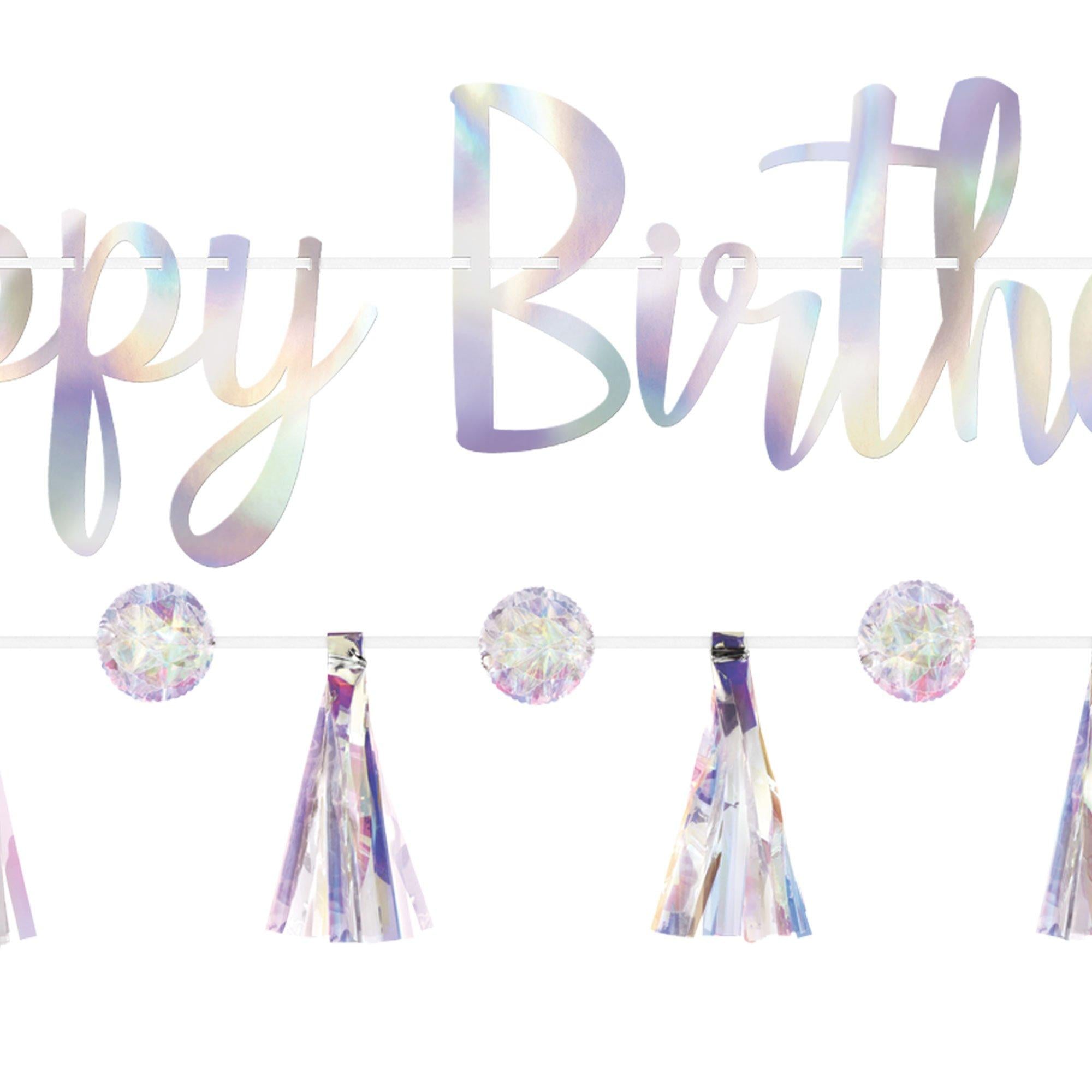 Iridescent Luminous Happy Birthday Banner Set. 2ct - Image 2
