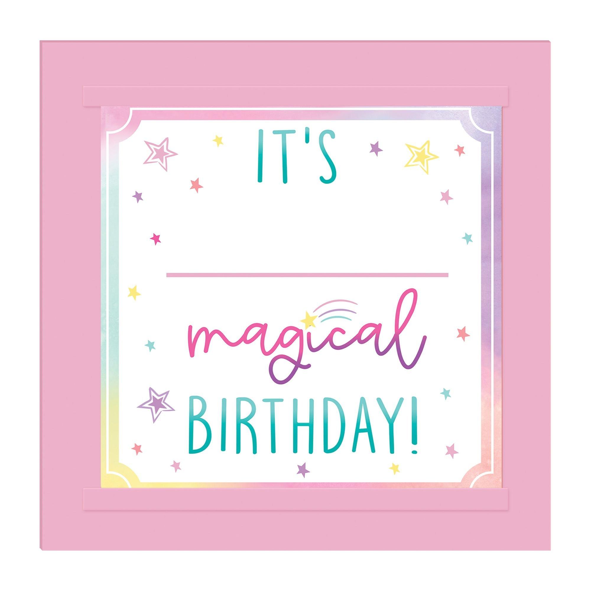 Enchanted Unicorn Customizable Birthday Chalkboard Easel Sign. 12in x 12in - Image 4
