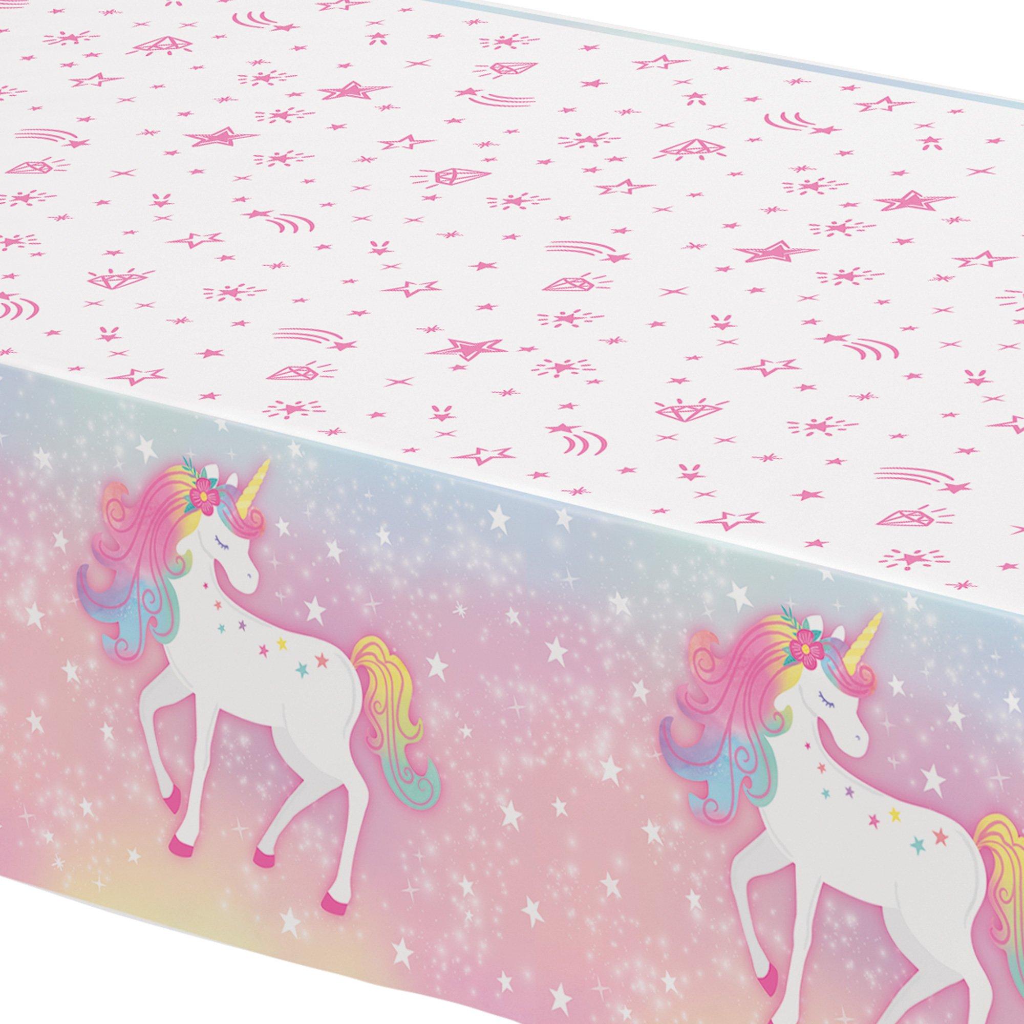 Enchanted Unicorn Plastic Table Cover. 54in x 96in - Image 2