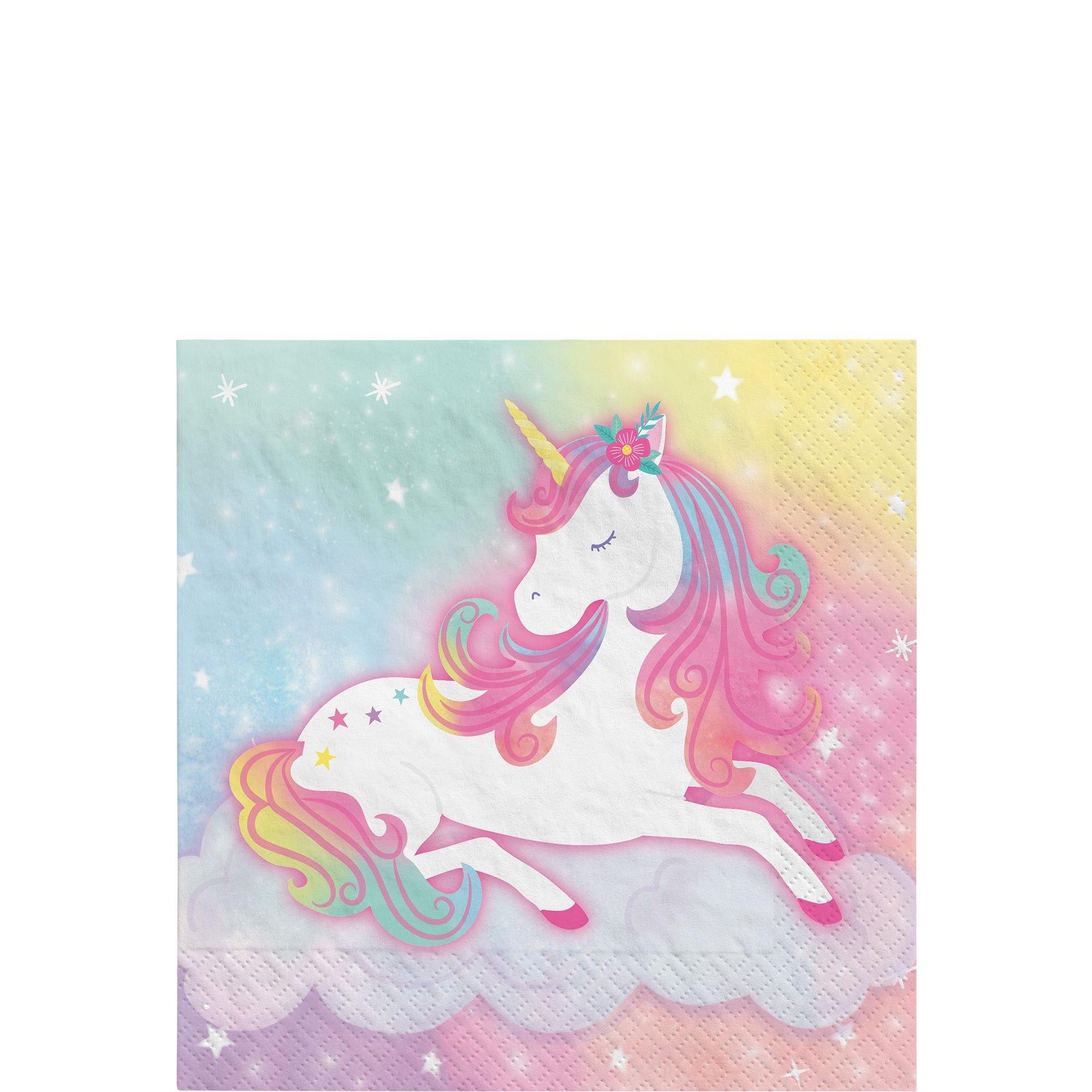 Enchanted Unicorn Paper Beverage Napkins. 5in. 16ct