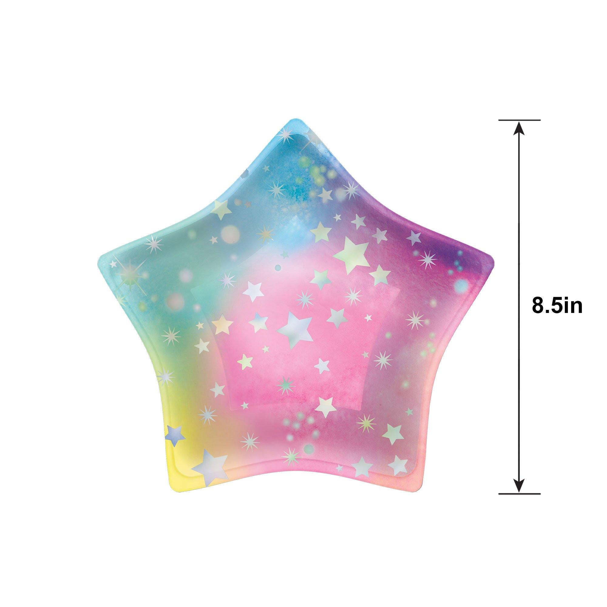 Iridescent Luminous Rainbow Star Paper Dessert Plates. 8.5in. 8ct - Image 3