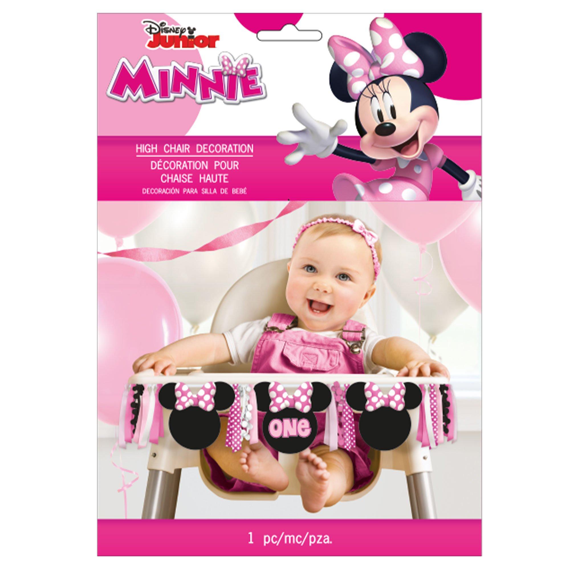 Minnie Mouse Forever 1st Birthday Fabric & Ribbon High Chair Decoration. 38in - Image 3