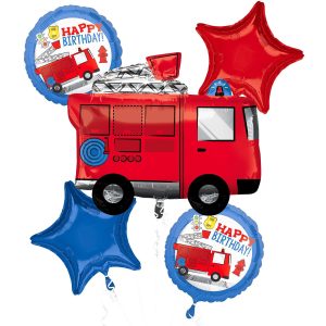 First Responder Birthday Foil Balloon Bouquet. 5pc