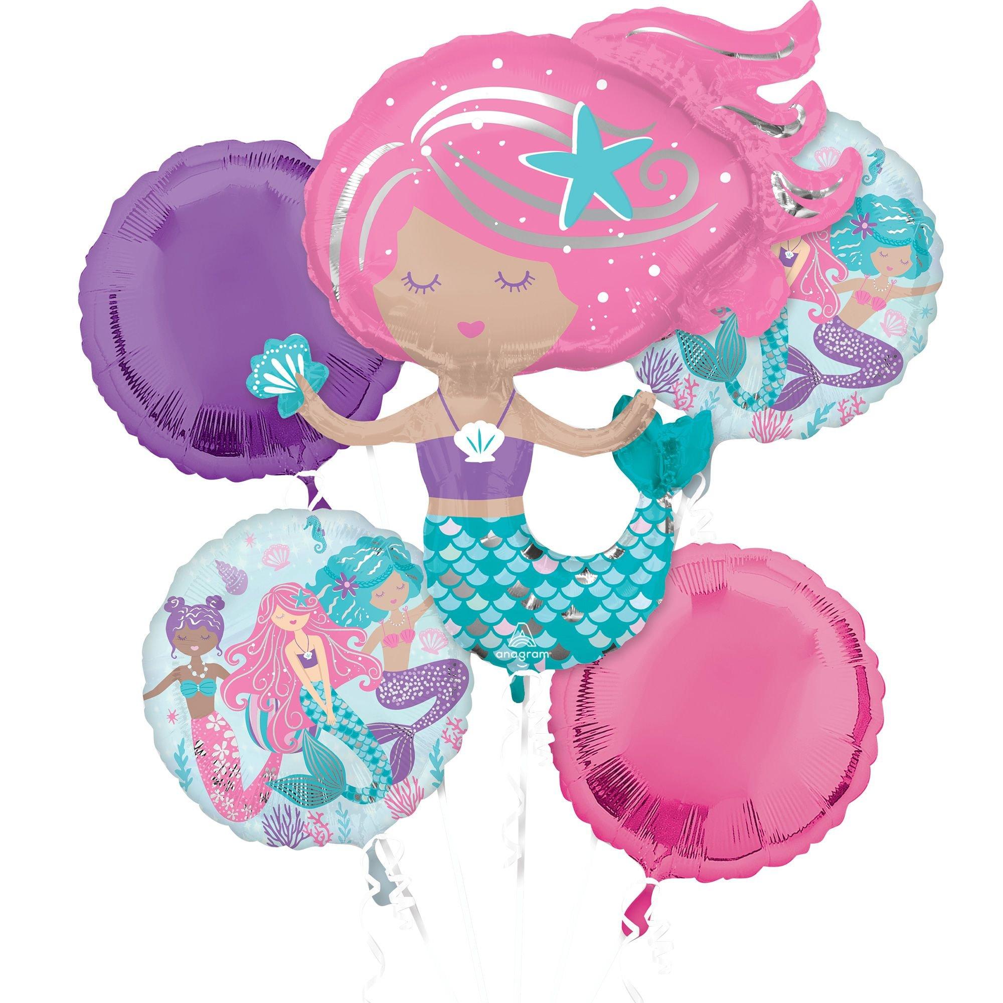 Shimmering Mermaid Foil Balloon Bouquet. 5pc