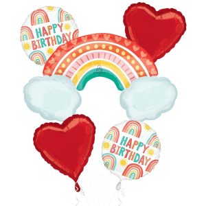 Retro Rainbow Foil Balloon Bouquet. 5pc