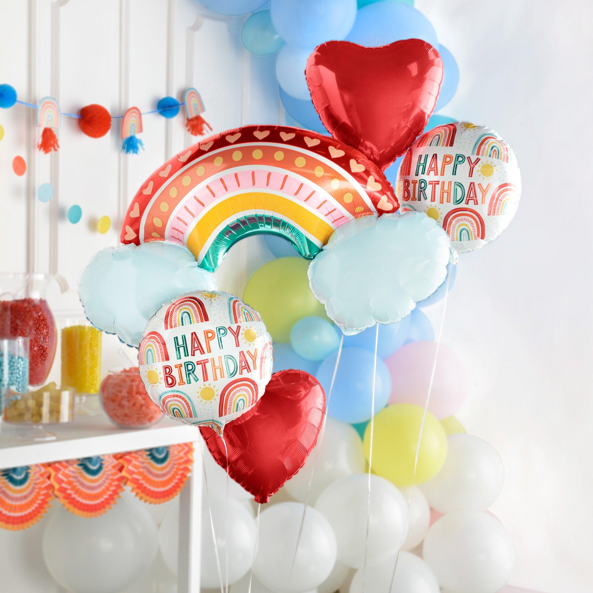Retro Rainbow Foil Balloon Bouquet. 5pc - Image 2
